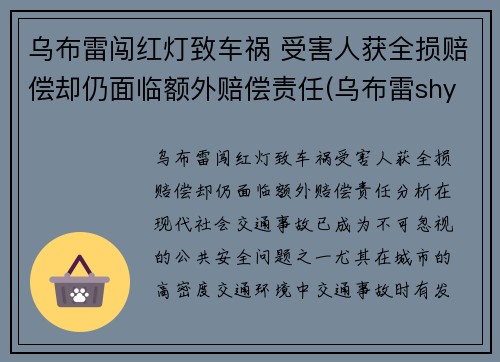 乌布雷闯红灯致车祸 受害人获全损赔偿却仍面临额外赔偿责任(乌布雷shy)